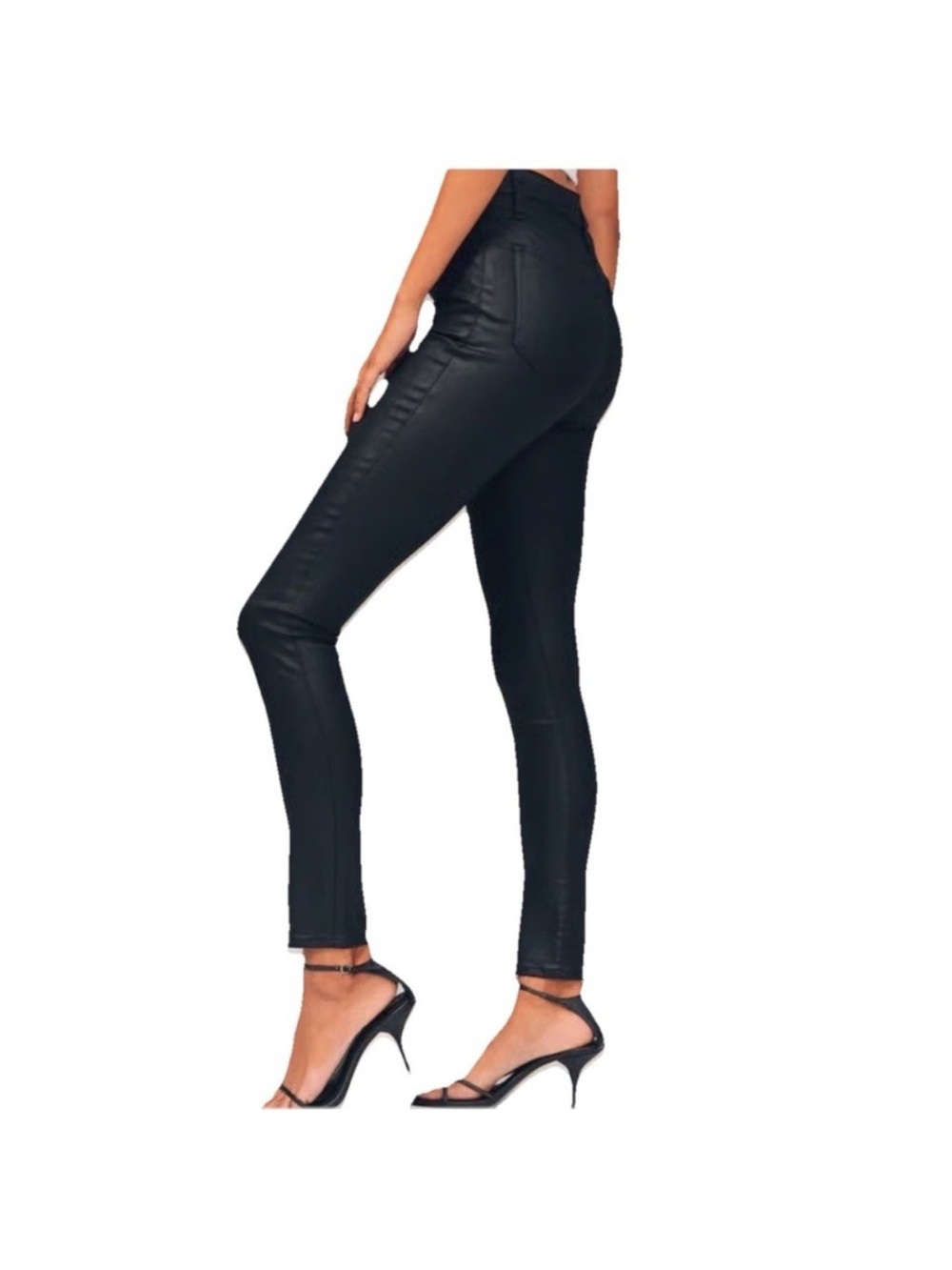 Abercrombie & Fitch Curve Love Black Coated Super Skinny High Rise Ankle Jeans 2